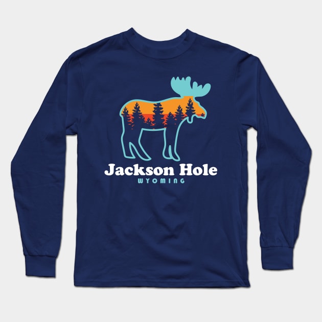 Jackson Hole Wyoming Long Sleeve T-Shirt by PodDesignShop